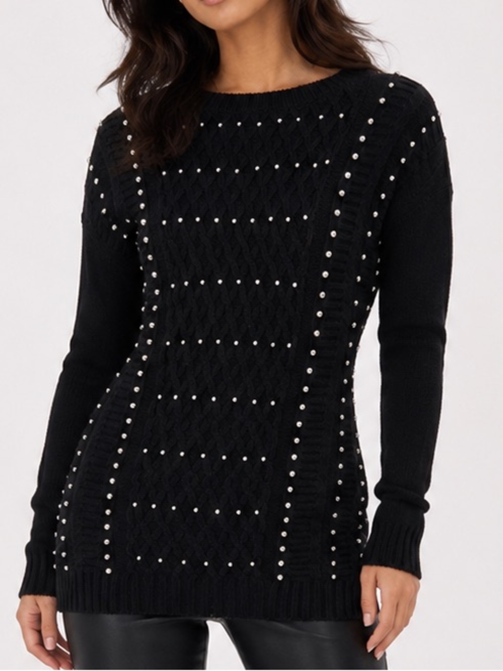 Guess Black Sweater with Silver Stud Accents